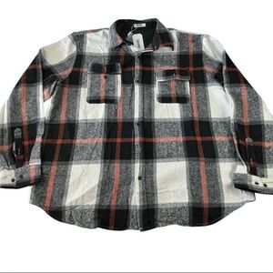 COOFANDY Men’s Plaid Flannel Shirt Jacket 3XL Black Gray Red NWT